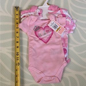 4 Piece Bodysuit Juicy Couture 0-3 Months Snap Button Heart Princess Pack NWT